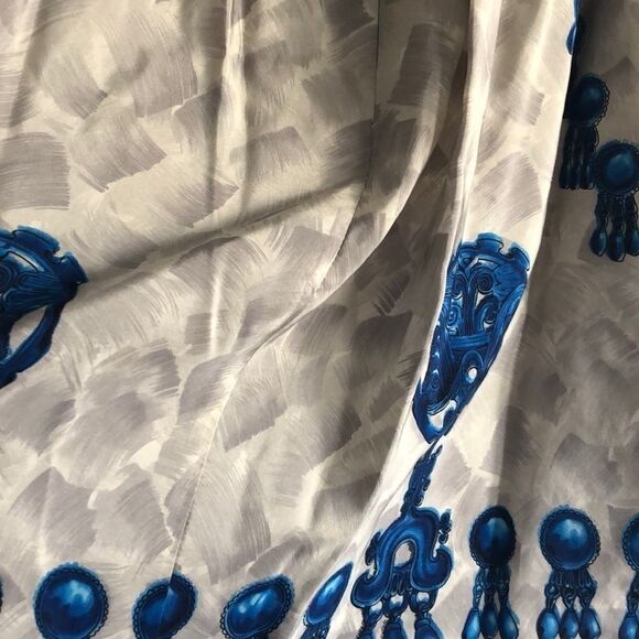 NANETTE LEPORE Grey and Blue Silk Strapless Dress Cocktail Dress Size 6 - Picture 7 of 8